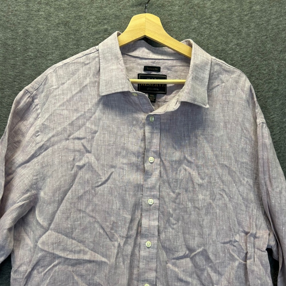 Jos A Bank Reserve Mens XXL Purple 100% Linen Tailored Fit Button Down Shirt